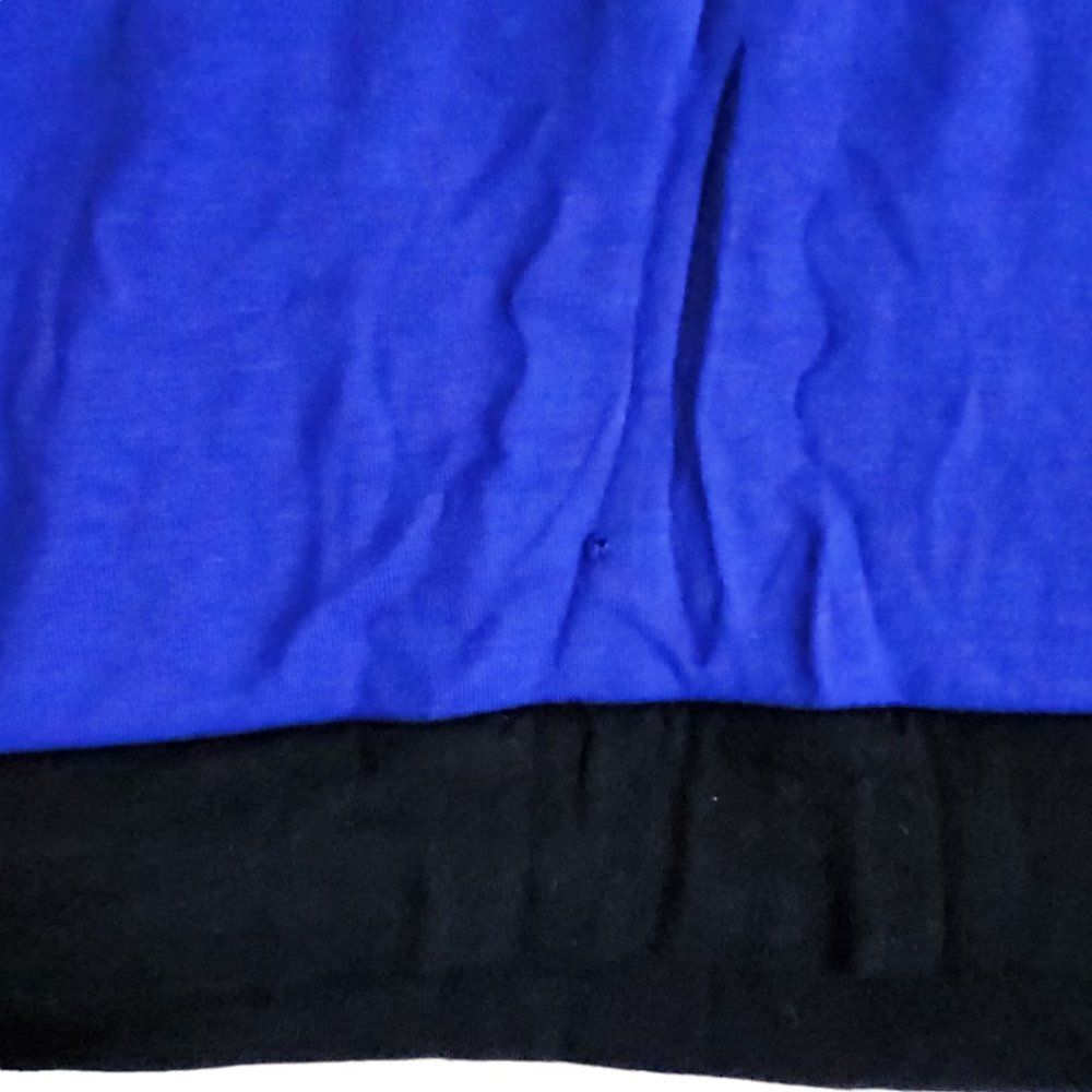 Sweet Claire blue black asymmetrical hem short sleeve dress sz S - Picture 3 of 8